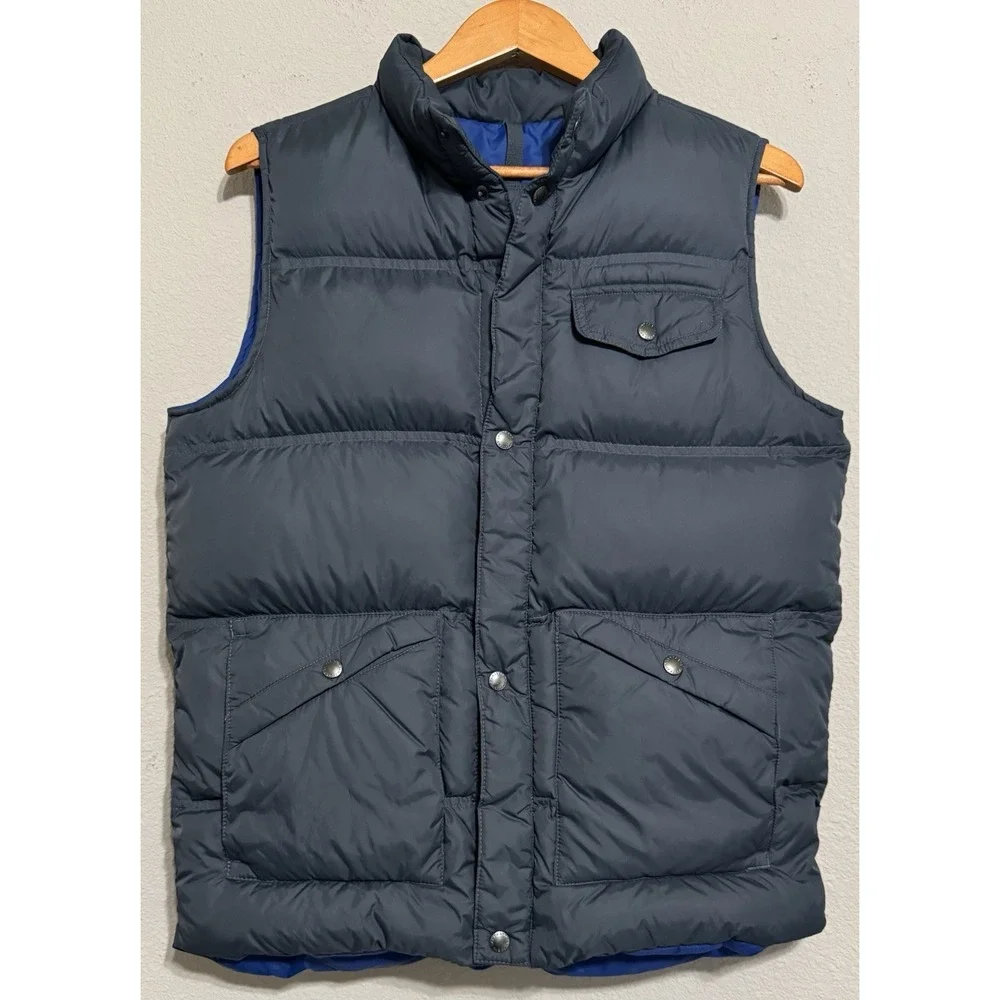 Lands End Quilted Down Puffer‎ Vest Snap Closure Gray, Boys Size XL 18/20